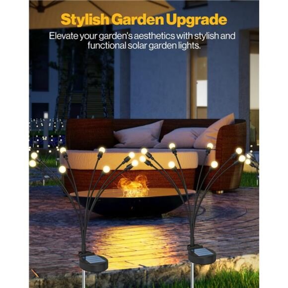 Solar Firefly Pathway Lights, Swaying Outdoor Garden Landscape Lighting - Picture 2 of 7